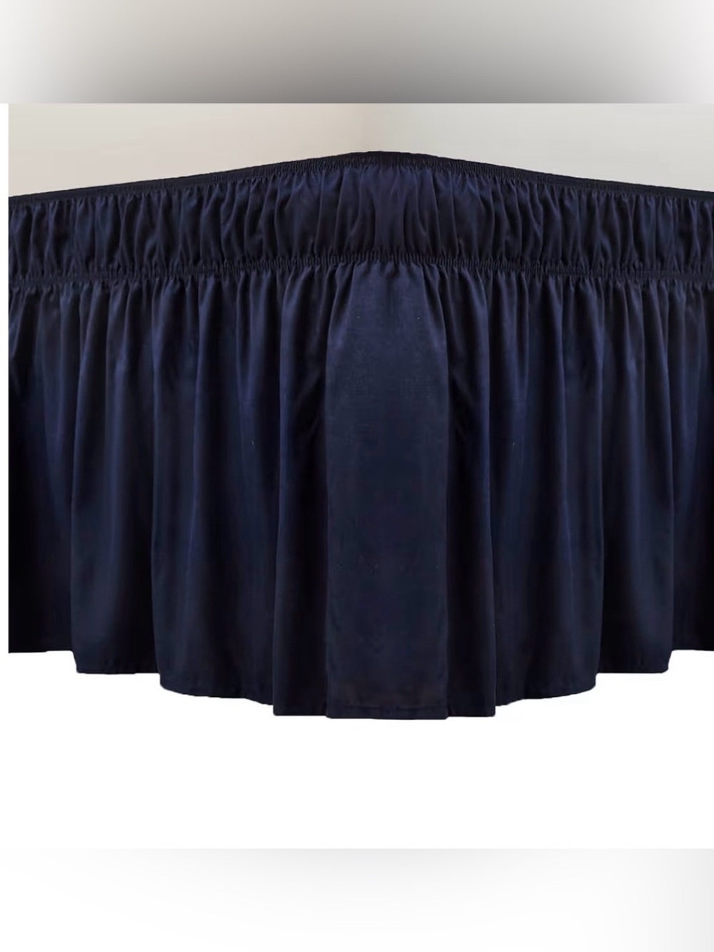 Wrap Around Bed Skirt, 14 Inch Tailored Drop, Navy Blue